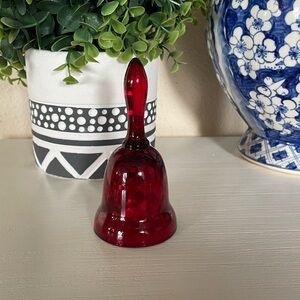 Vintage Fenton Ruby Red Amberina Diamond Optic Small Glass Bell